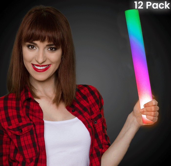 Multi-Color LED Foam Sticks Light Up Batons (12 Pieces)