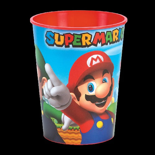 Super Mario Bros Red Plastic Water Bottle 20 oz