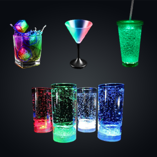 LED Light Up 16 Oz Crystal Tumbler With Lid And Straw 