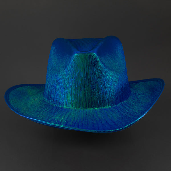 Sparkly Metallic Holographic Iridescent Cowboy Hats - Assorted Pack of 12