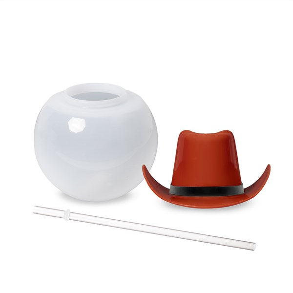 LED Brown Cowboy Hat Ball Cup with Straw