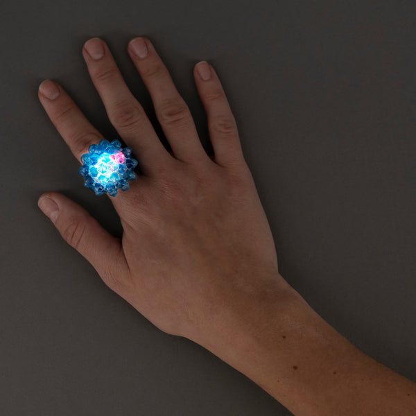 Blue Light Up Flashing LED Jelly Bumpy Rings