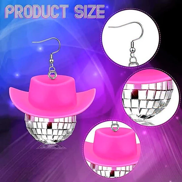 Shiny Disco Ball Cow Girl Earrings