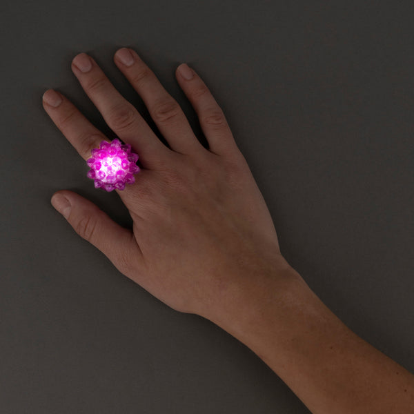 LED Light Up Flashing Purple Jelly Bumpy Rings