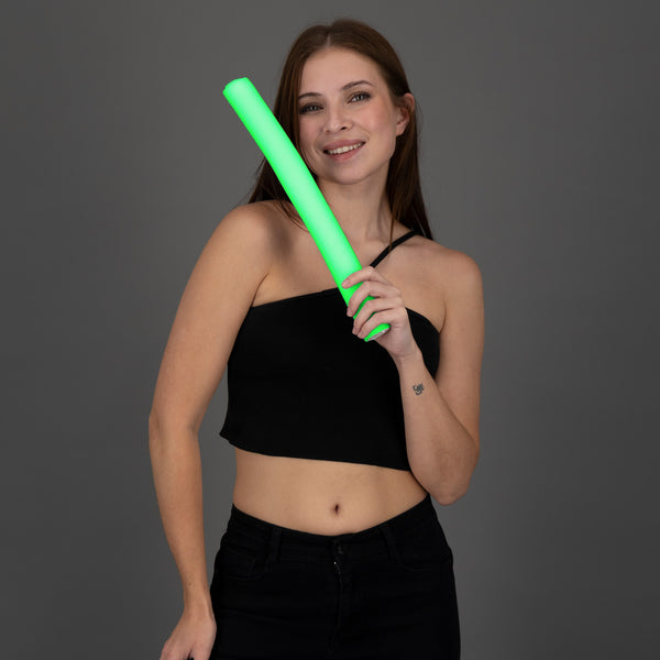 LED Light Up Flashing 16 Inch Green Foam Stick Baton