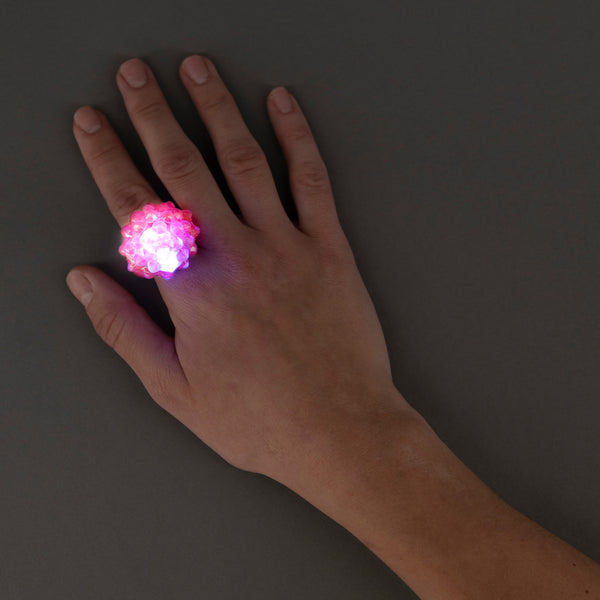 Pink LED Flashing Jelly Bumpy Light Up Rings