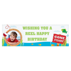 Custom Photo Small Little Fisherman Party Banner - Medium