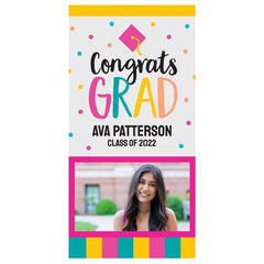 Vertical Congrats Girl Grad Photo Custom Banner - Medium