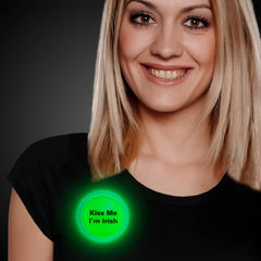 Kiss Me I'm Irish Green Glow Badge