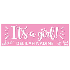 Personalized Girl Birth Announcement Banner - Medium