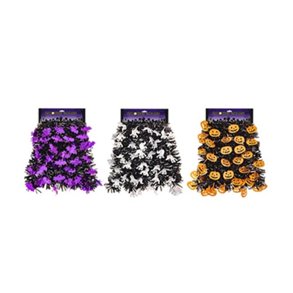 8 Ft Tinsel Halloween Garland 3 Assorted