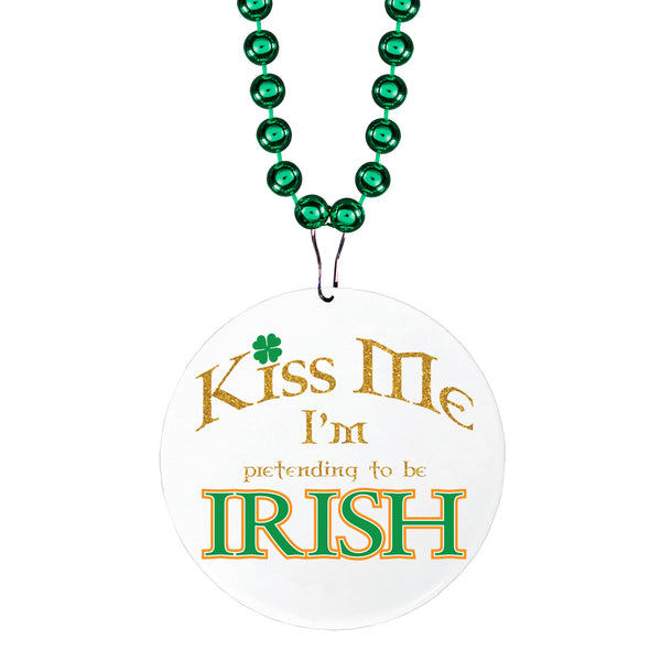 Kiss Me I'm Irish Medallion 33 Bead Necklaces