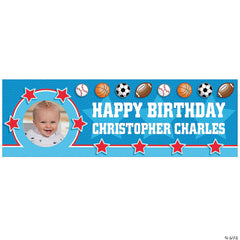 All-Star Sports Birthday Photo Custom Banner - Small