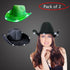 LED Light Up Flashing Sequin Black & Green Cowboy Hat - Pack of 2 Hats