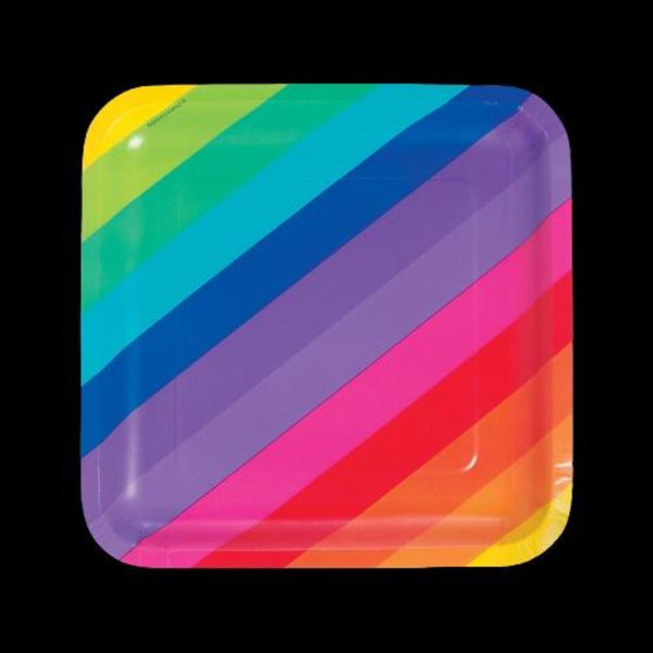 Rainbow Square Paper Dinner Plates