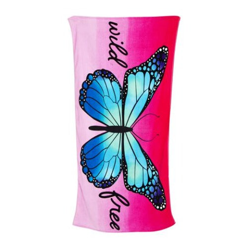 60 Inch Blue Butterfly Beach Towel