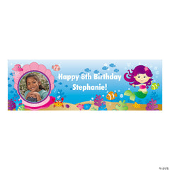 Cute Mermaid Party Photo Custom Banner - Small