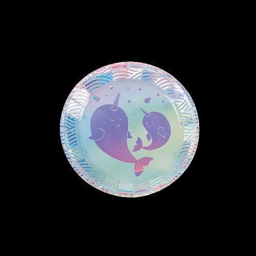 Iridescent Narwhal Party Paper Dessert Plates