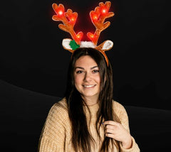 Led Light Up Blinking Reindeer Headband