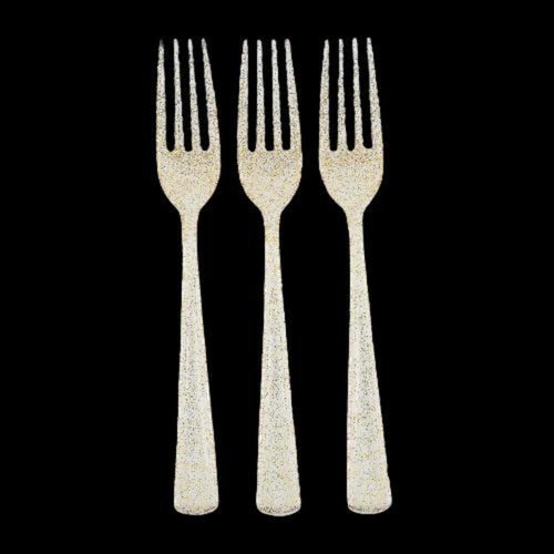 Gold Glitter Plastic Forks