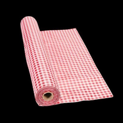 Red Gingham Plastic Tablecloth Roll - 100 Feet