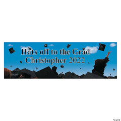 Hats Off To The Grad Graduation Custom Banner - Small