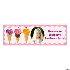 Ice Cream Party Photo Custom Banner - Small