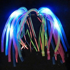 LED Light Up Red White Blue Noodle Headband Flashing Dreads