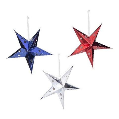 3d Patriotic Stars Hanging Decoration - 3 Pieces 