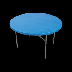 Blue Fitted Round Plastic Tablecloth