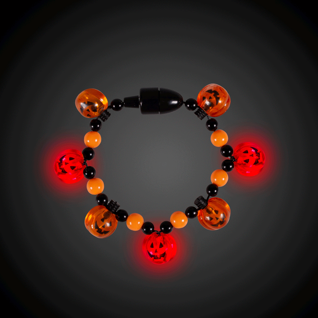 LED Light Up Bead Pumpkin Bracelet 1 Pc