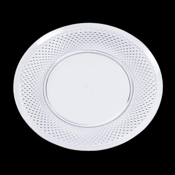 Premium Round Plastic Serving Tray with Diamond Cut Edging