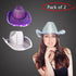 LED Light Up Flashing Sequin White & Purple Cowboy Hat - Pack of 2 Hats